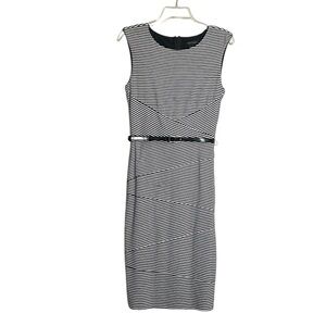 White House Black Market Striped Sleeveless Sheath Bodycon Shaping Midi Dress